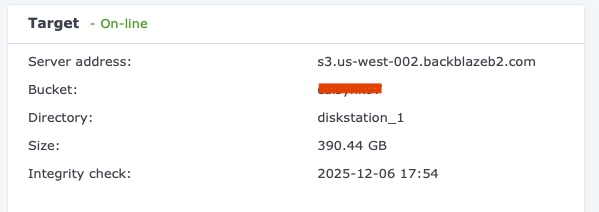 Synology Hyperbackup screenshot.